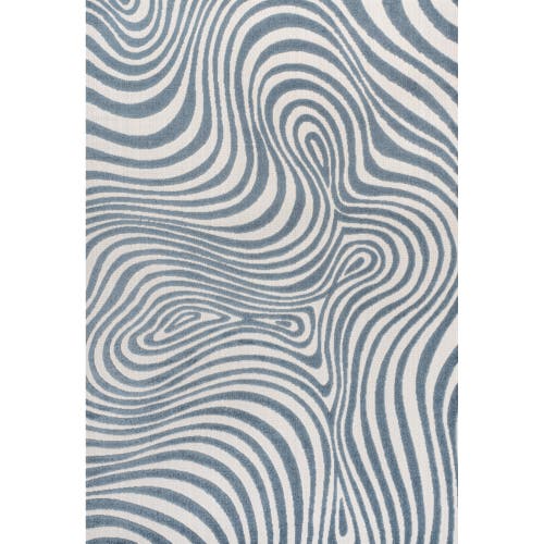 Jonathan Y Maribo High-low Abstract Groovy Striped Indoor/outdoor Area Rug In Dark Blue/cream