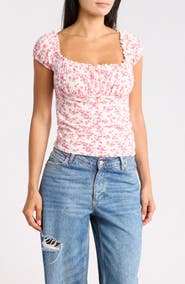 Abound Cap Sleeve Ruched Top