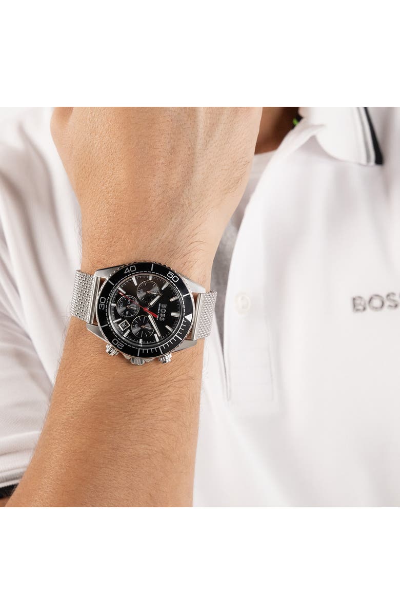 BOSS Sealiner Chronograph Mesh Strap Watch, 44mm, Alternate, color, 