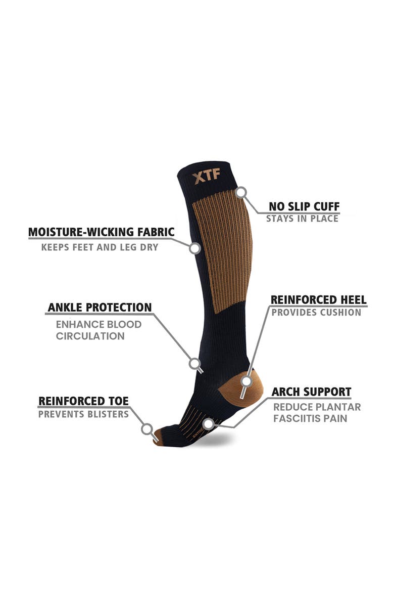 EXTREME FIT Pack of 6 Copper Infused Knee High Socks, Alternate, color, Brown