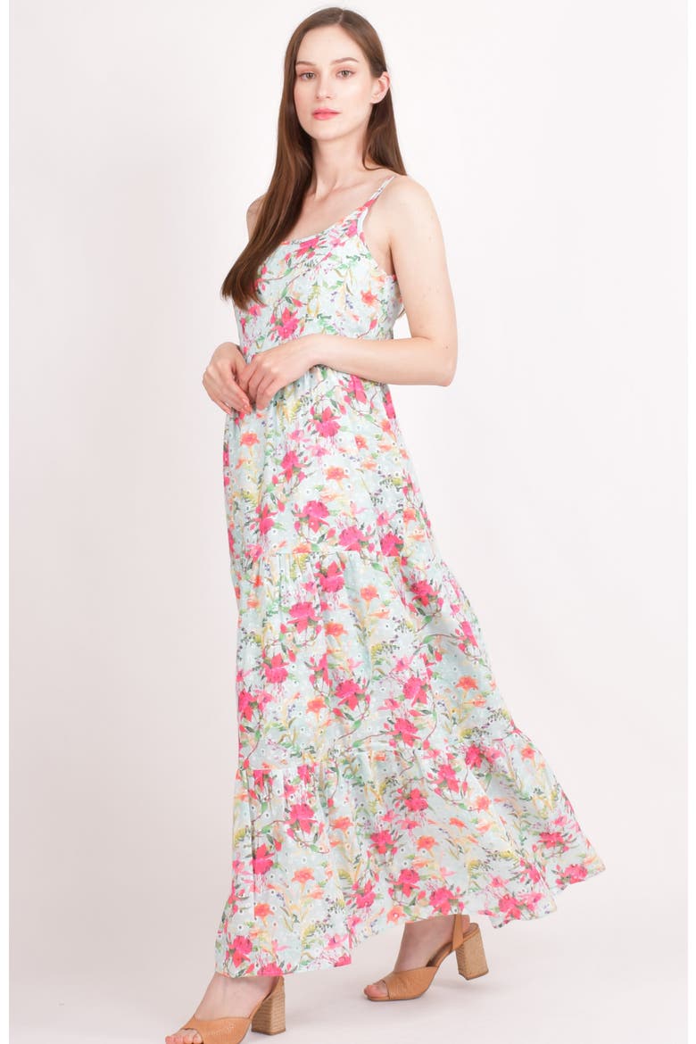 Caty Floral Tiered Maxi Dress, Main, color, Light Blue