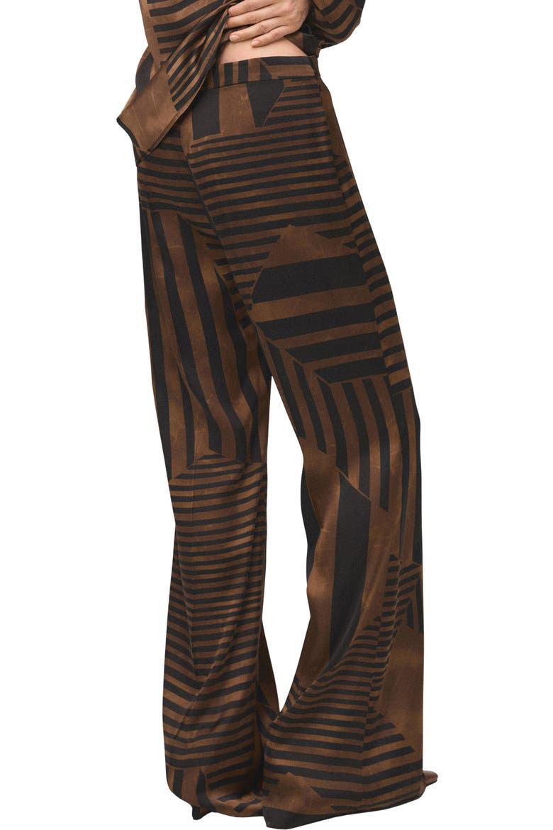Satin Stripe Pants, Alternate, color, BROWN
