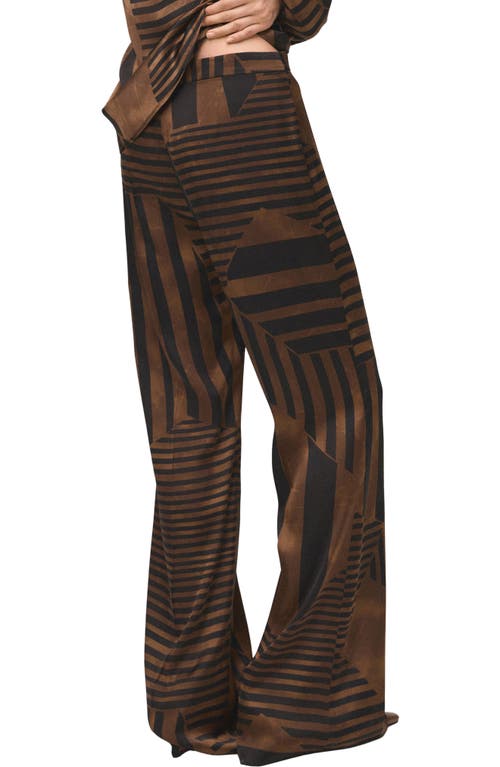 Mango Satin Striped Trousers Brown In Brown