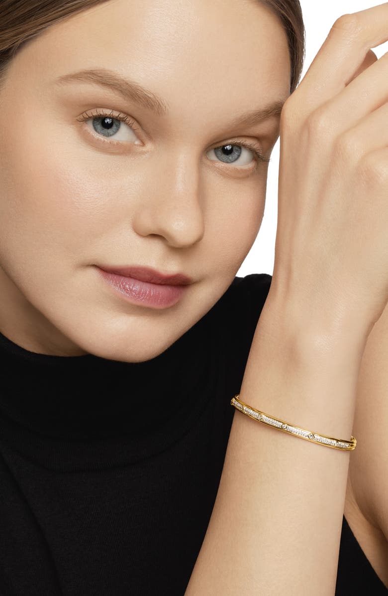 David Yurman Modern Renaissance Bangle Bracelet in 18K Yellow Gold with Full Pavé Diamonds, 4.5mm, Alternate, color, 18K Yellow Gold