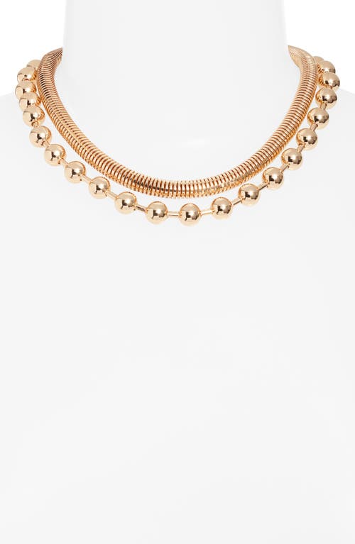 Open Edit Set Of 2 Snake & Ball Chain Necklaces In Gold