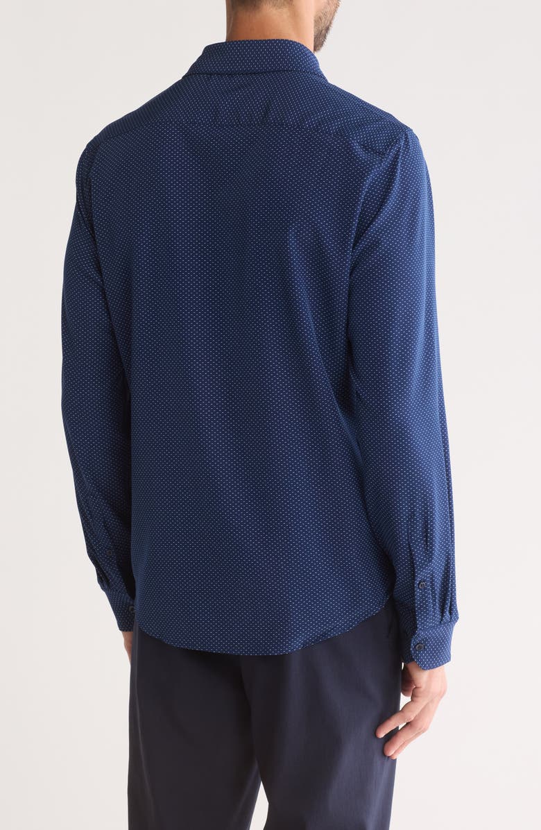 DENIM AND FLOWER Geo Print Long Sleeve Tech Button-Up Shirt, Alternate, color, Navy