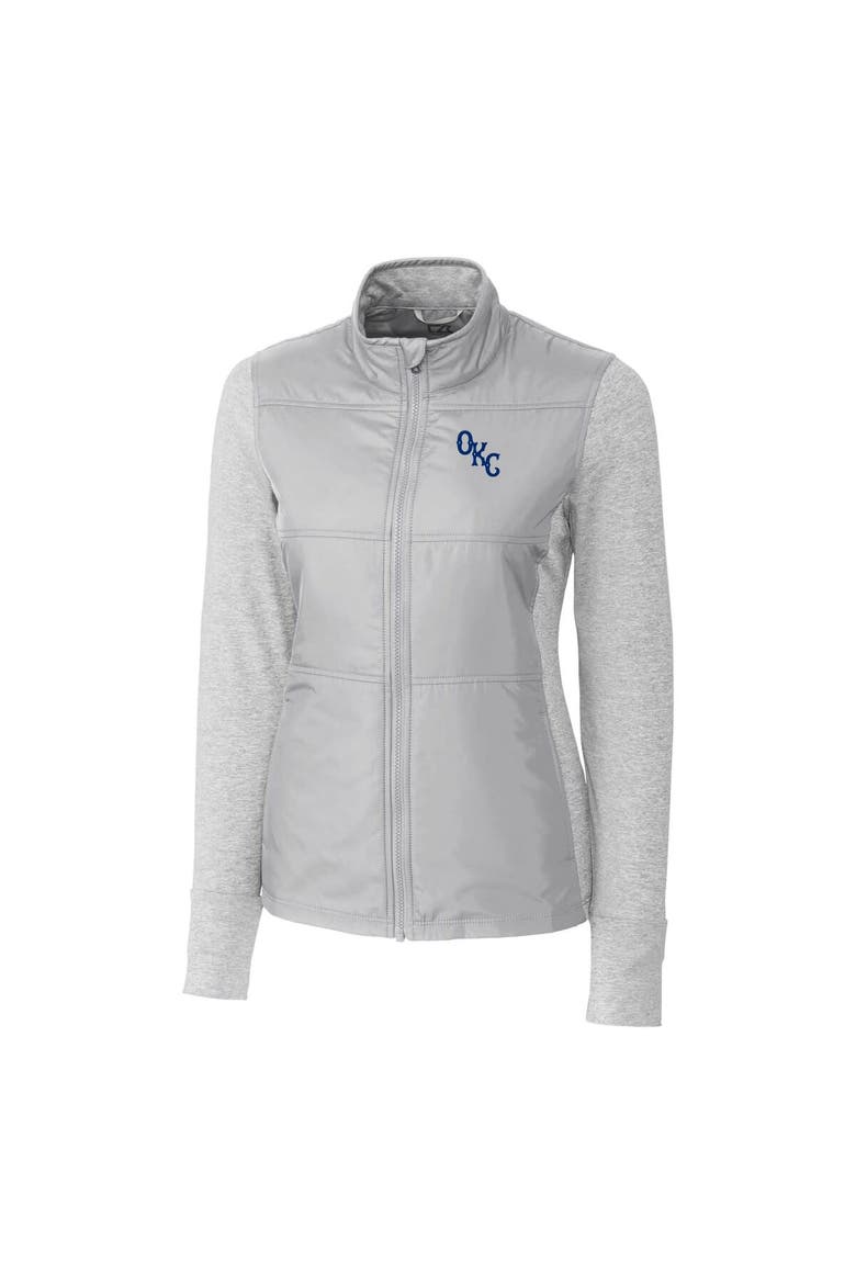 Women's Cutter & Buck  Gray Oklahoma City Baseball Club Stealth DryTec Hybrid Quilted Full-Zip Windbreaker Jacket, Alternate, color, Gray