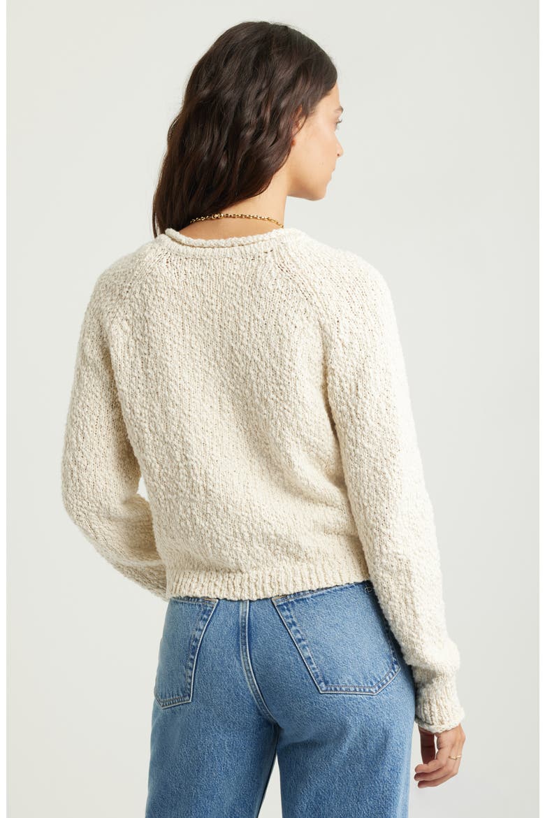Fitted Textured Cotton Cardigan, Alternate, color, IVORY DOVE
