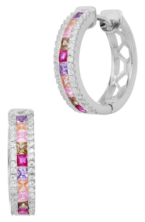 Sterling Silver Rainbow Hoop Earrings