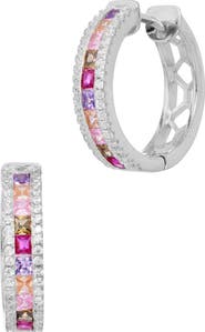SAVVY CIE JEWELS Sterling Silver Rainbow Hoop Earrings