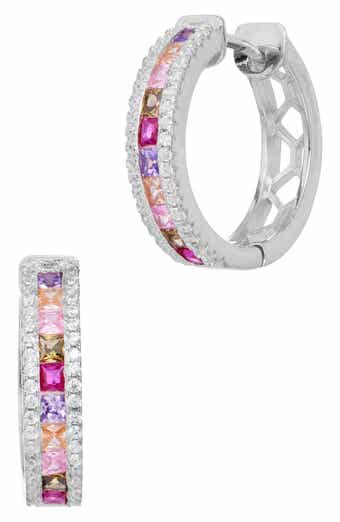 Sterling Silver Rainbow Hoop Earrings