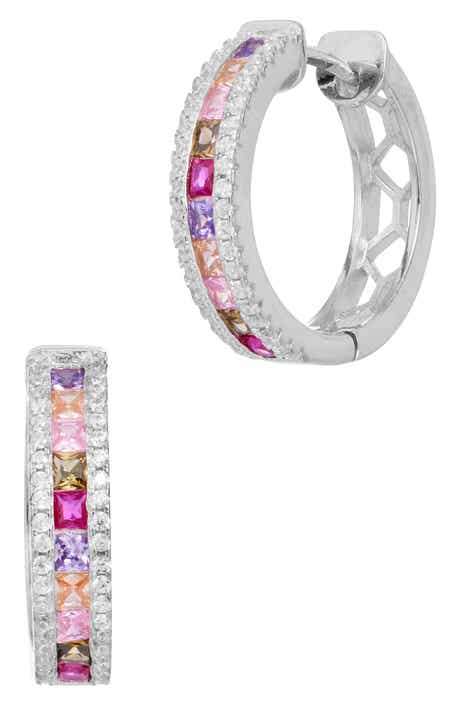 Sterling Silver Rainbow Hoop Earrings