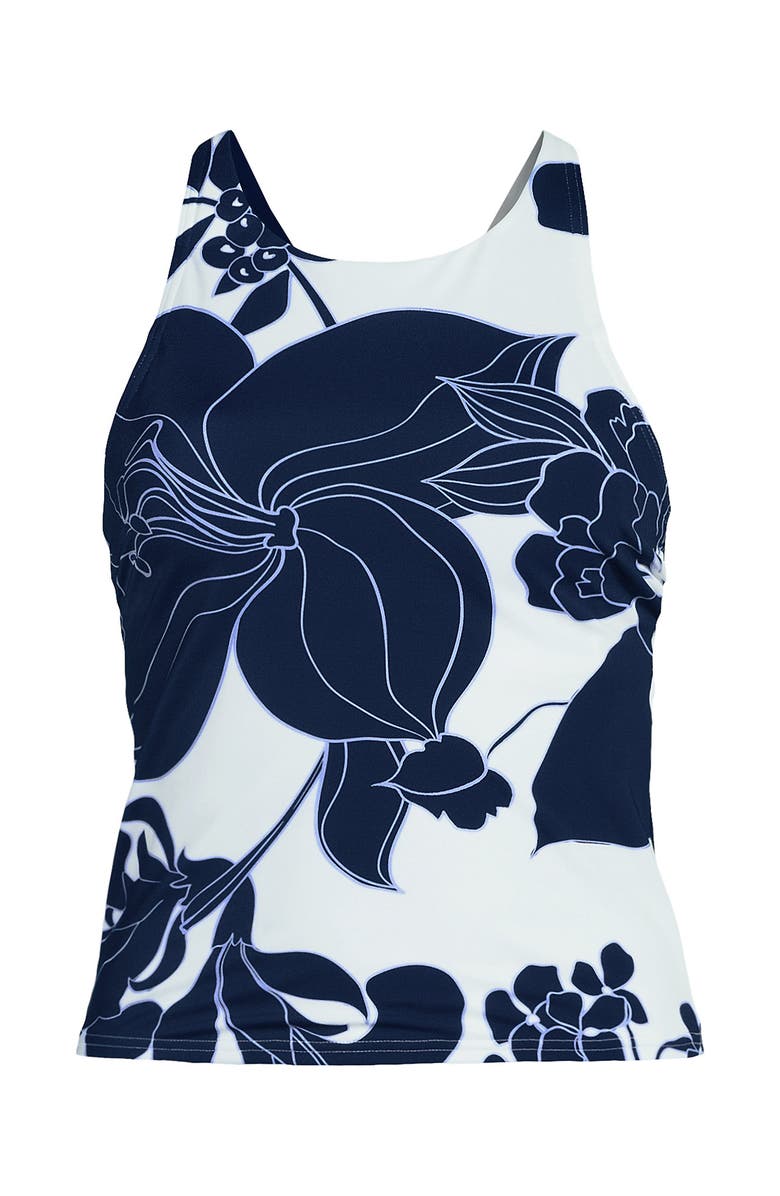Lands' End Plus Size DD-Cup Tugless High Neck Strappy Back Tankini Swimsuit Top, Alternate, color,