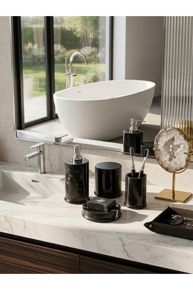 Marquina Marble Bath Set, Alternate, color, Black