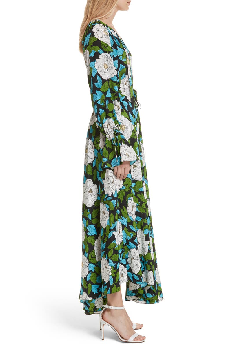 DVF Diane von Furstenberg Floral Silk Maxi Dress, Alternate, color, 