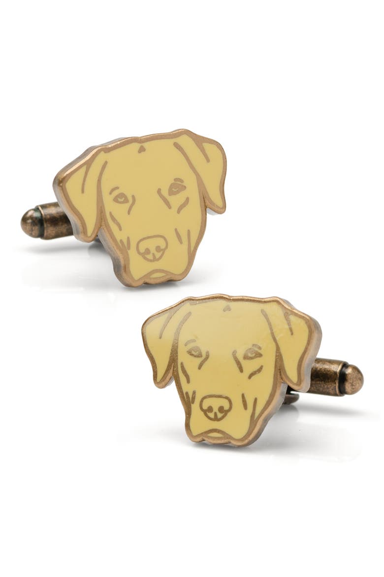 Yellow Labrador Cuff Links, Alternate, color, GOLD