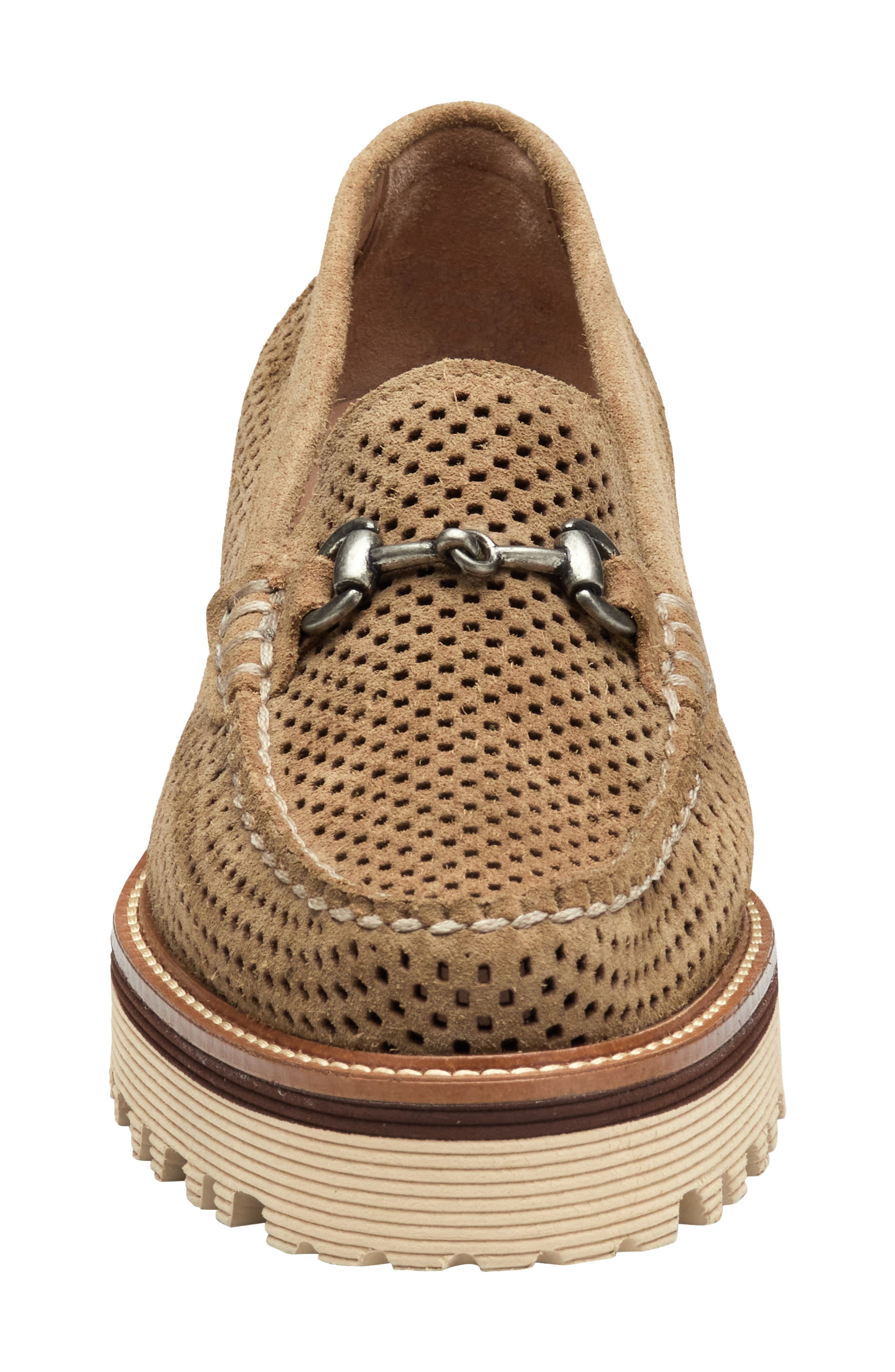 Johnston 
Murphy Emmalynn Perforated Bit Loafer, Alternate, color, Taupe Suede