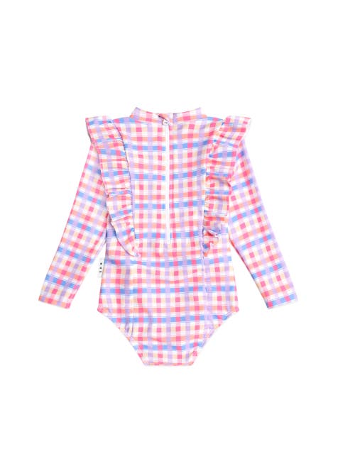 Huxbaby Scandi Frill Swimsuit Rainbow Check In Multi