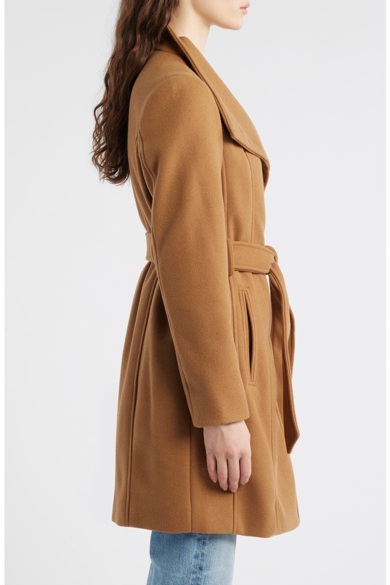 Belted Coat with Oversize Collar, Alternate, color, DARK CAMEL