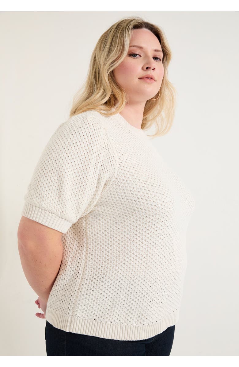 June + Vie Puff-Sleeve Knit Sweater, Alternate, color, Sugar Swizzle