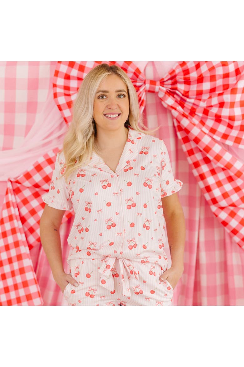 Cherry Bows Women's Lounge Set, Alternate, color, Soft Pink