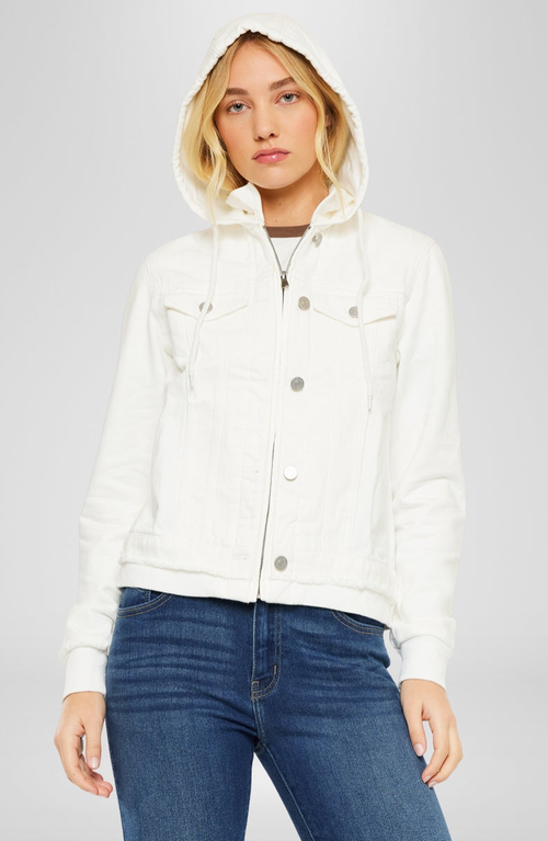 Kancan Eleni Denim Hoodie Jacket In White