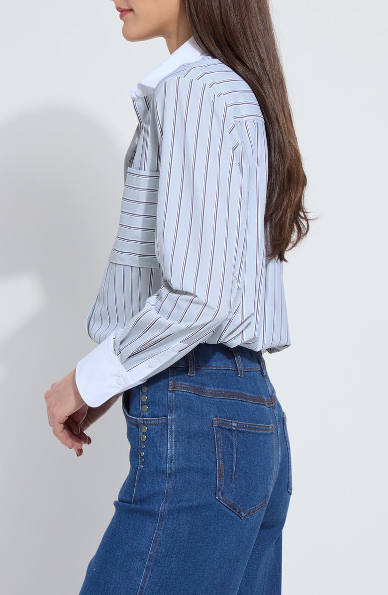 Lysse Stripe Button-Up Shirt, Alternate, color, Moonstone Stripe