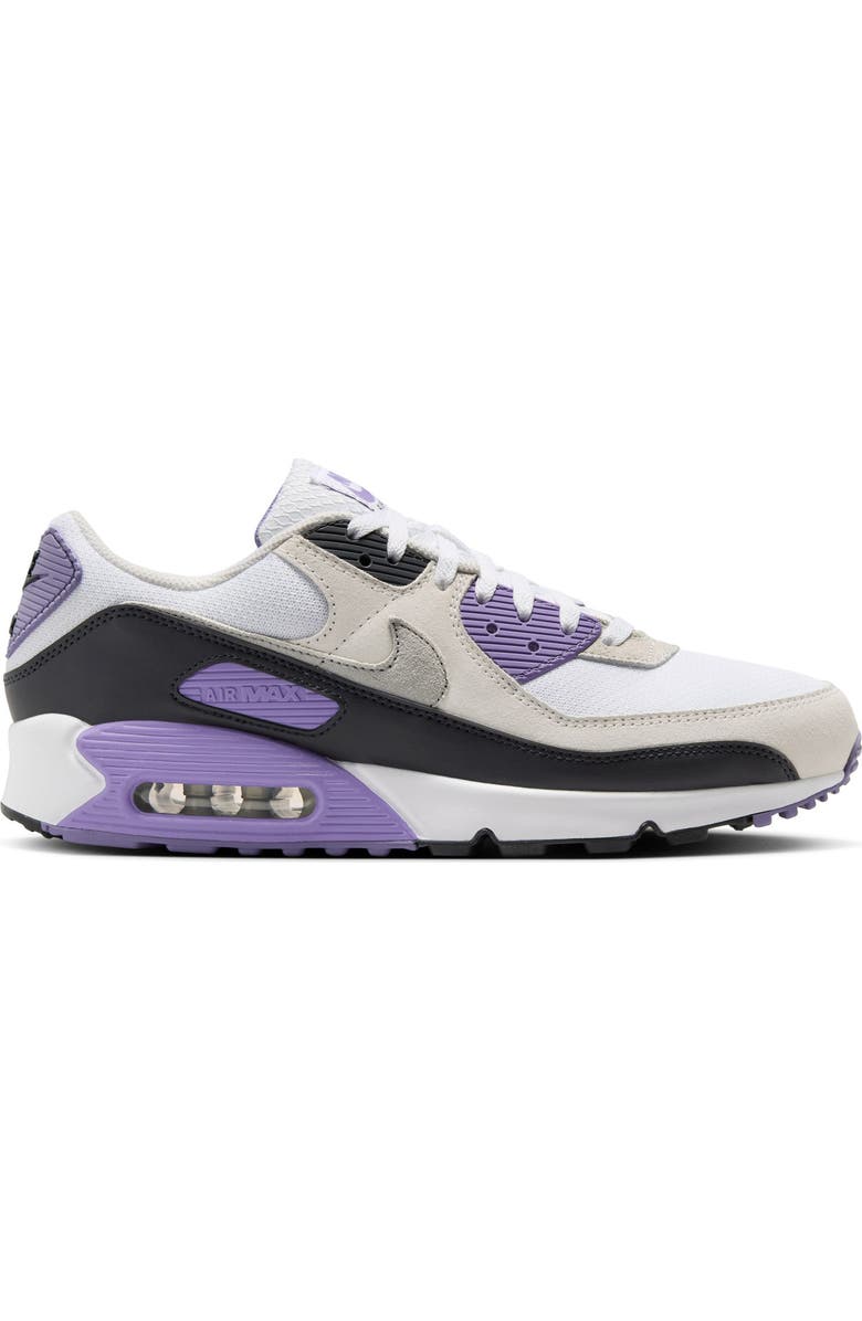Nike Air Max 90 Sneaker, Alternate, color, White/ Smoke Grey/ Amethyst
