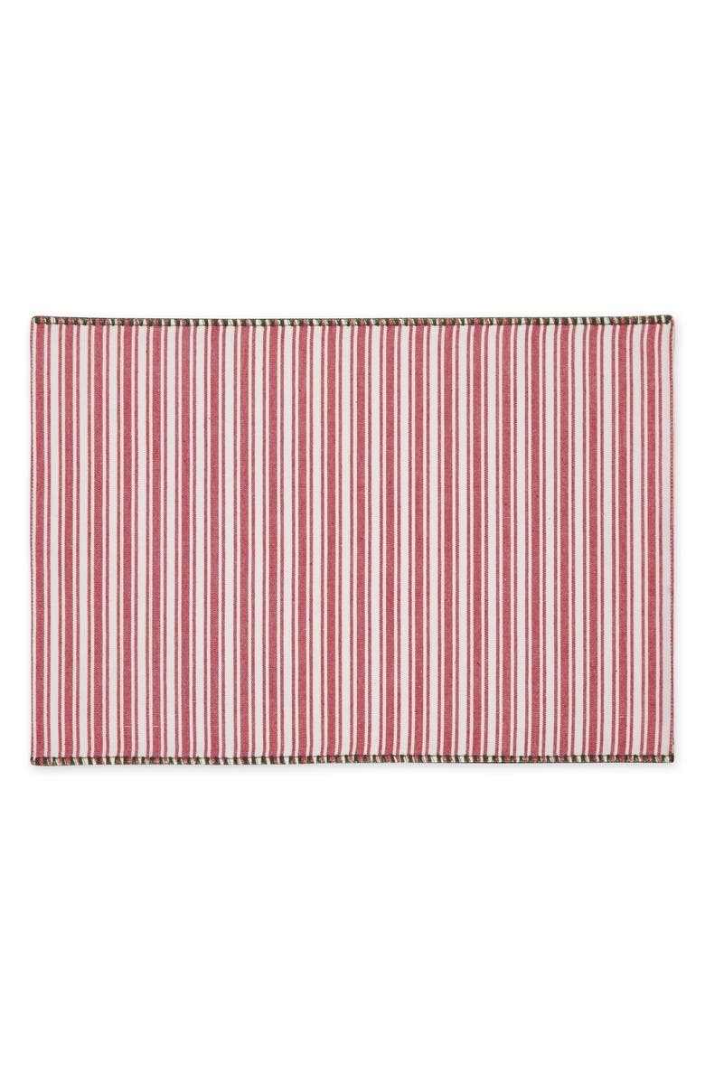 Design Imports Set of 4 Heritage Holiday Reversible Sprigs Placemats, Alternate, color, Boughs Of Holly/ Red Ticking