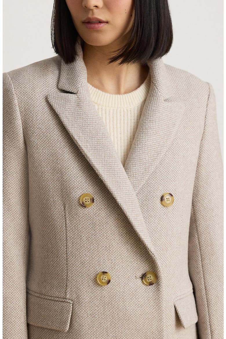 Double Breasted Wool Blend Coat, Alternate, color, TRUFFLE BROKEN TWILL