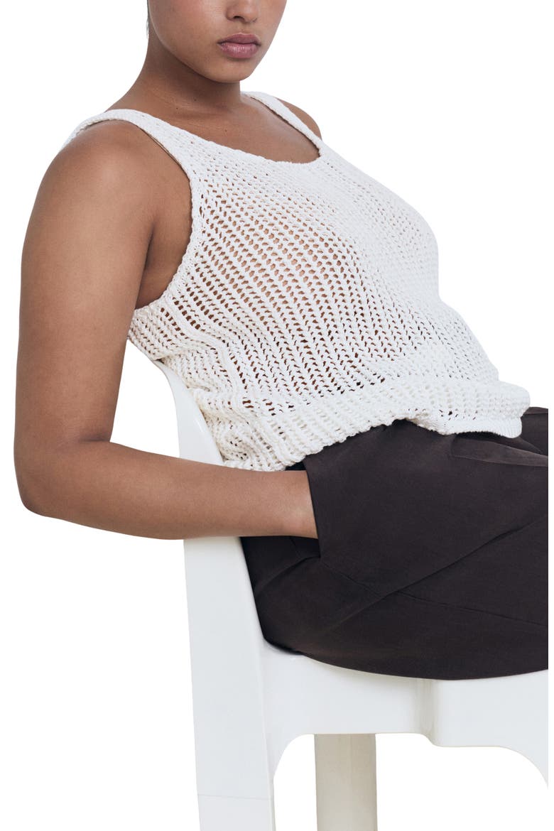 Semisheer Crochet Tank Top, Alternate, color, OFF WHITE