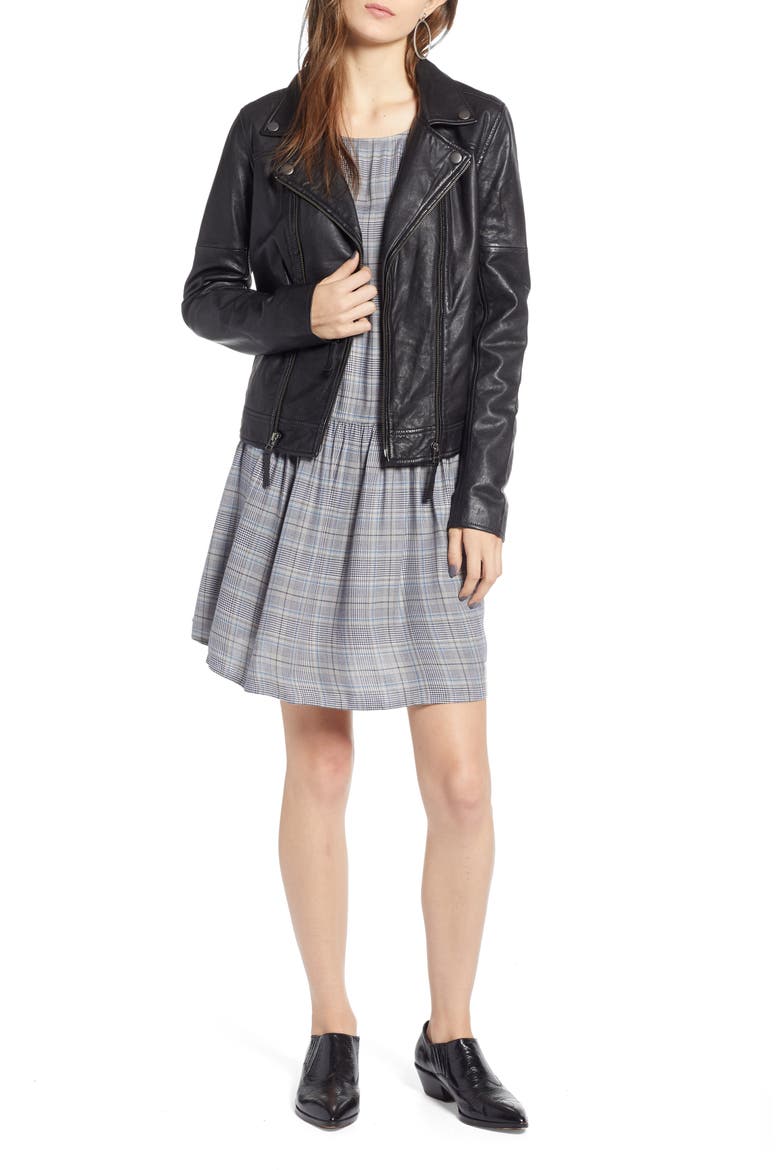 Leather Moto Jacket, Main, color, BLACK