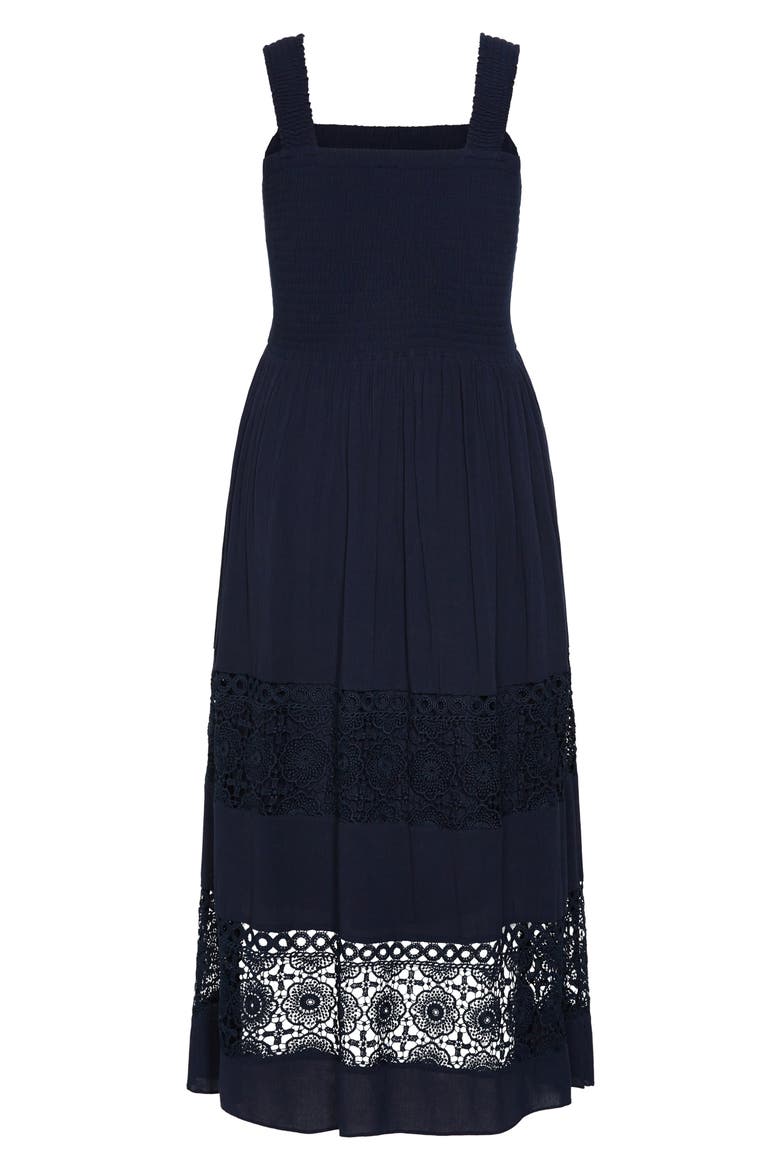 By the Beach Lace Inset Maxi Sundress, Alternate, color, NAVY