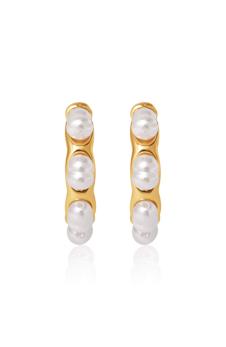 BCBG Pearl Hoop Earrings, Main, color, 