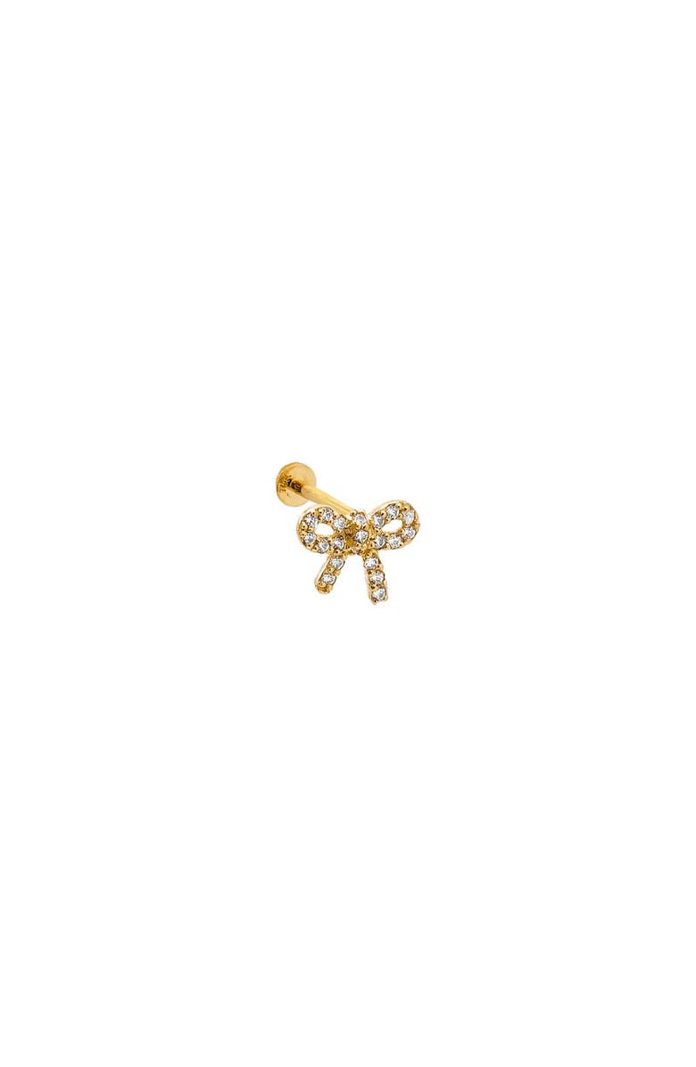 BY ADINA EDEN Pave Bow Tie Threaded Stud Earring 14K, Main, color, 