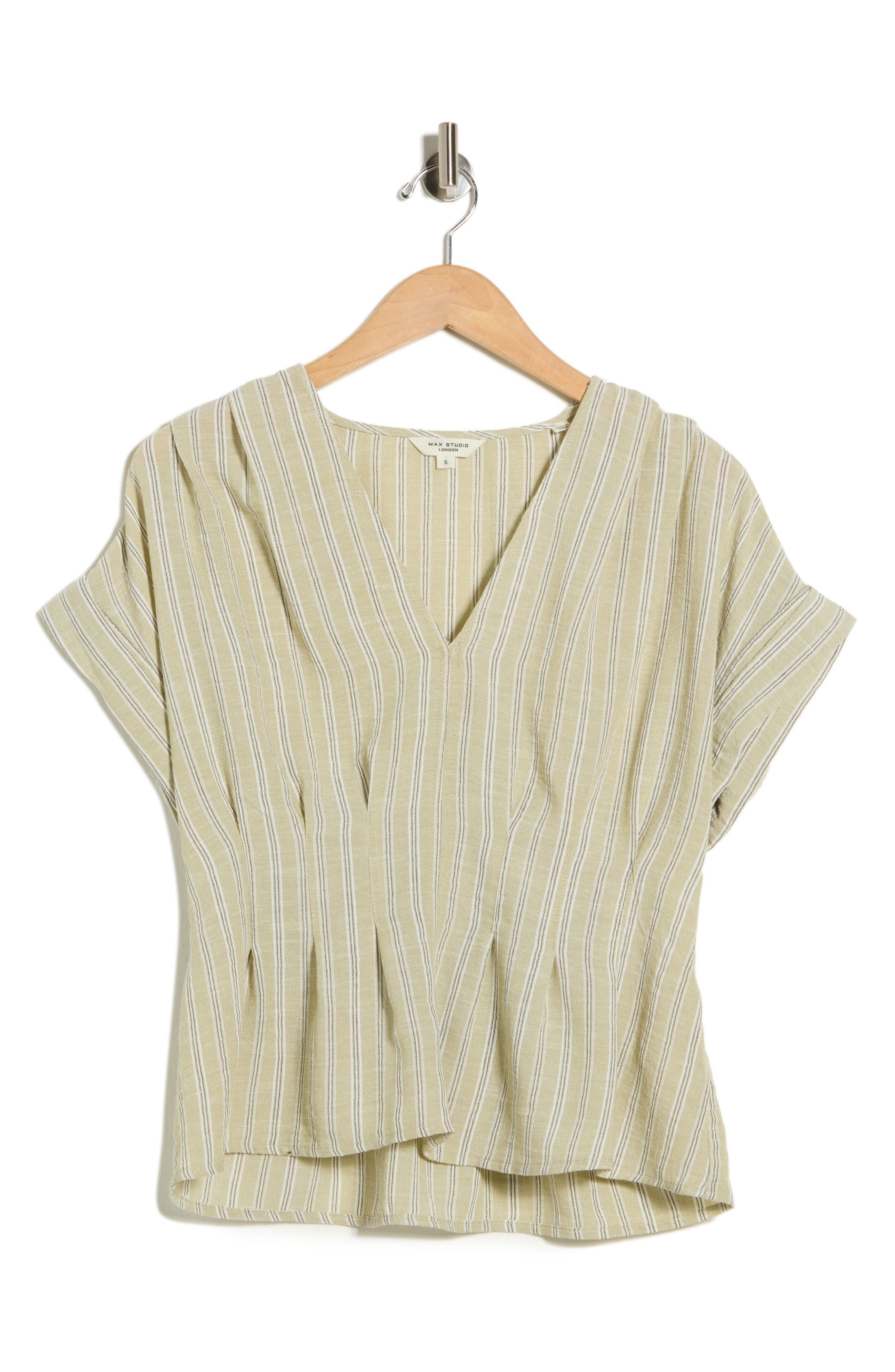 MAX STUDIO Pleated V-Neck Top