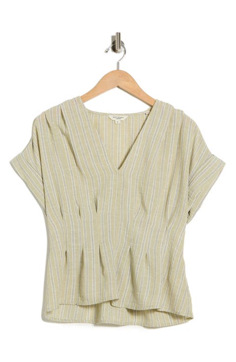 Pleated V-Neck Top