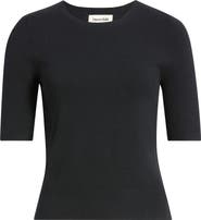 Open Edit Elbow Sleeve Crewneck Sweater