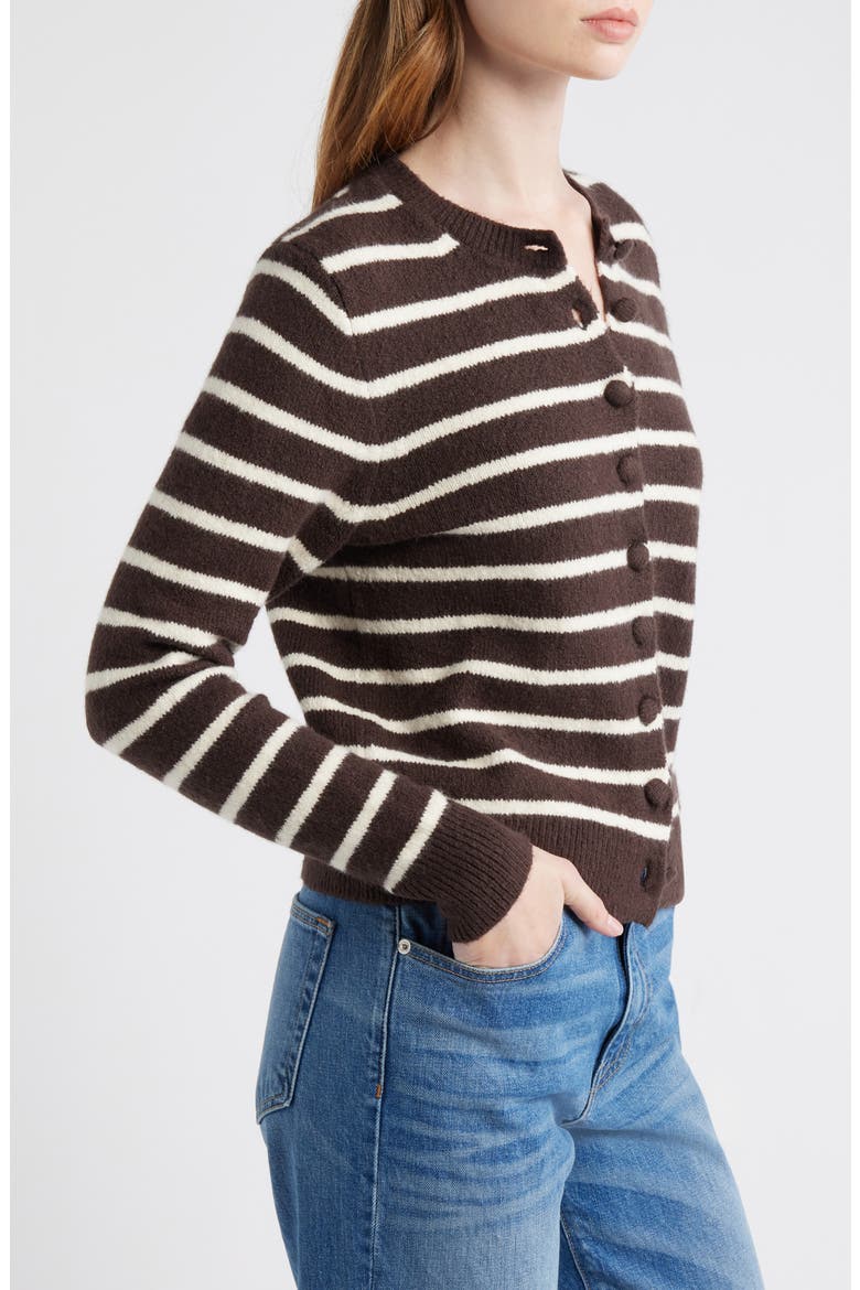 Kensington Cardigan, Alternate, color, DARK CAROB AND IVORY STRIPE