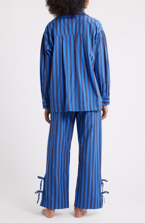 Damson Madder Floki Stripe Organic Cotton Pajamas In Blue
