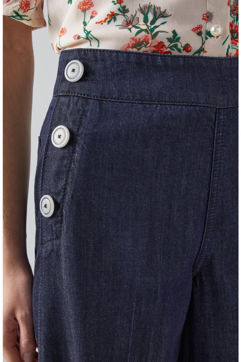 Nur Crop Wide Leg Denim Sailor Pants, Alternate, color, BLUE