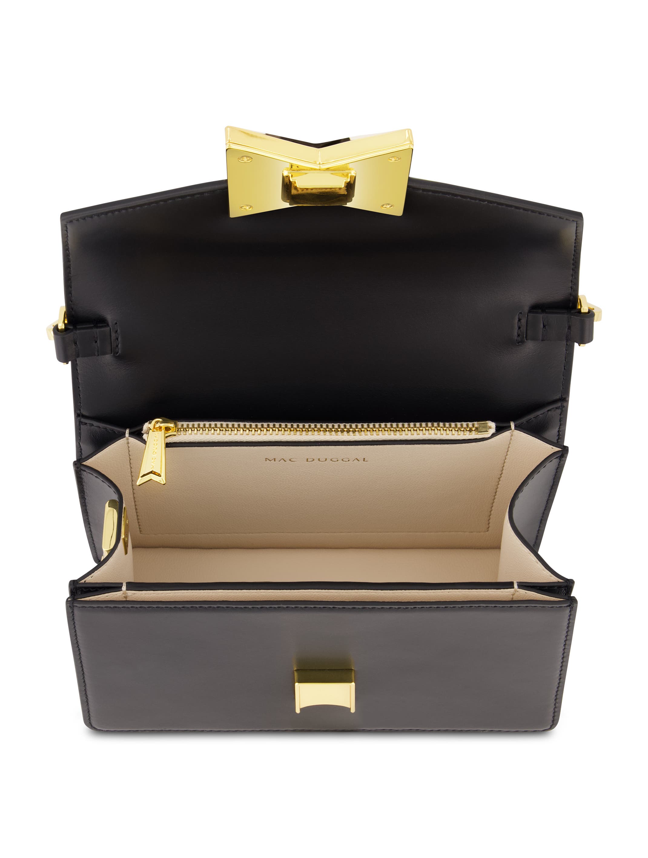 Mac Duggal Classic Leather Gold Plated Hardware Shoulder Bag, Alternate, color, Black