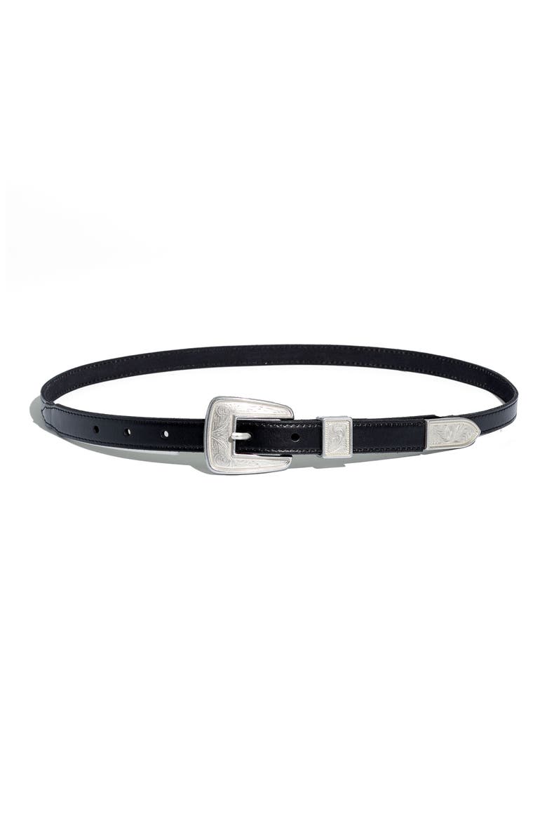Leather Western Belt, Main, color, TRUE BLACK