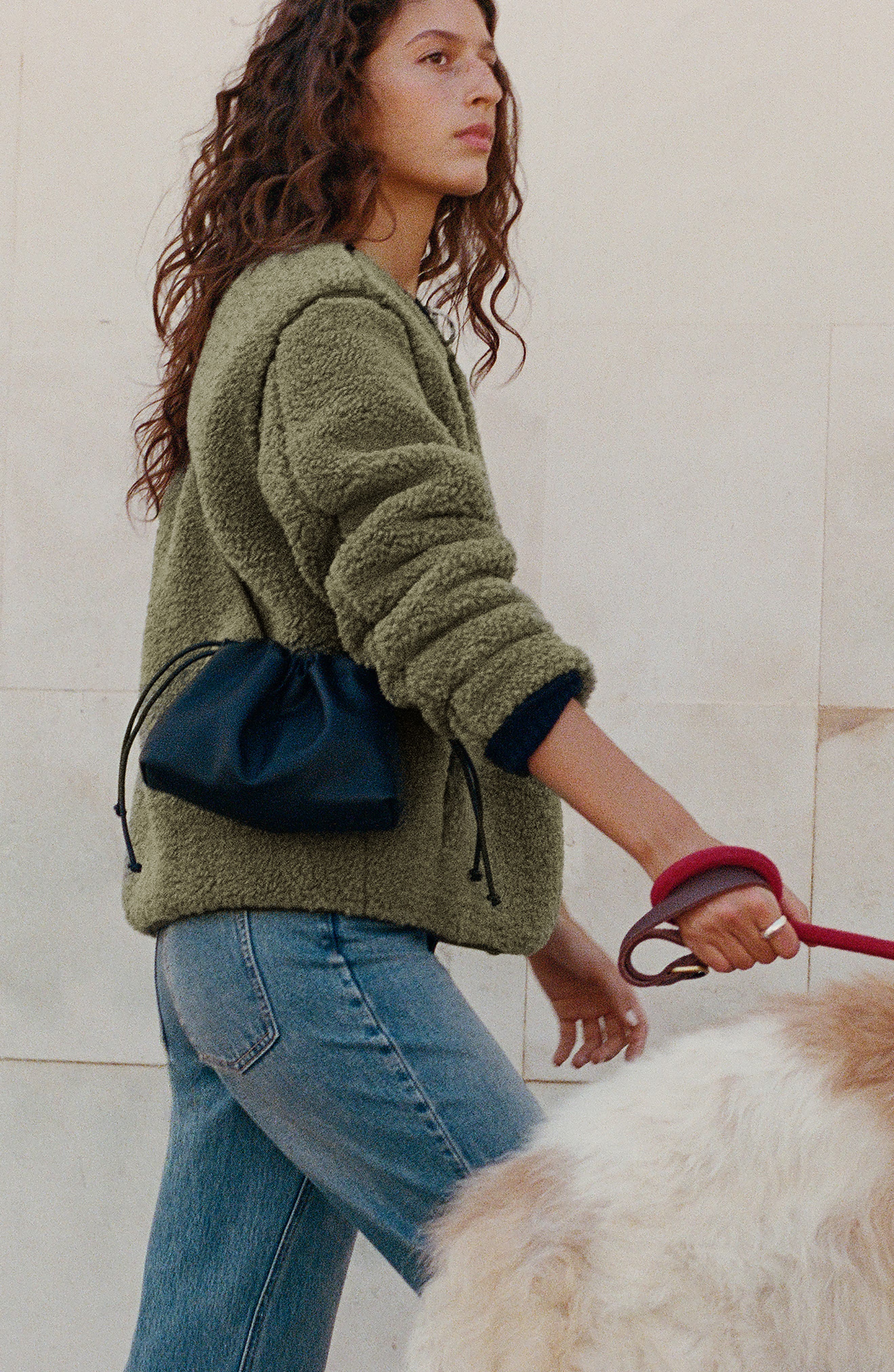 MANGO TEEN Small Faux Leather Bucket Bag, Alternate, color, Black