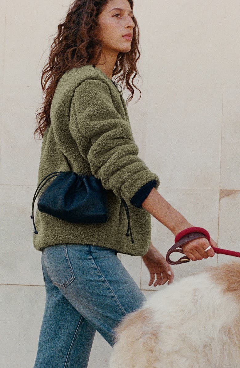 MANGO TEEN Small Faux Leather Bucket Bag, Alternate, color, Black