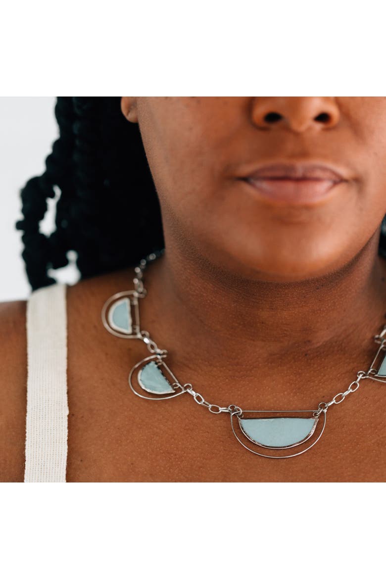 Half Moon Capiz Necklace, Alternate, color, Green