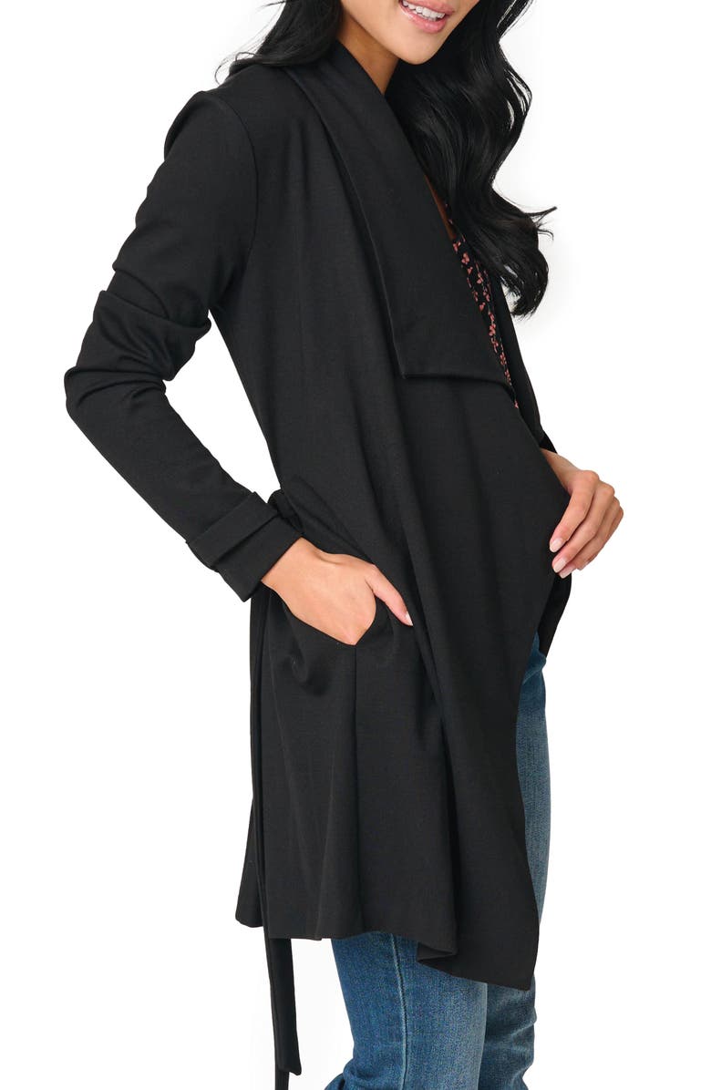 GIBSONLOOK Belted Ponte Topper Jacket, Alternate, color, Black