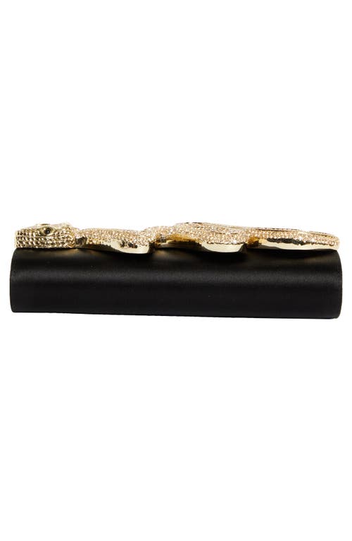 Judith Leiber Fizzoni Serpent Satin Clutch In Champagne Black