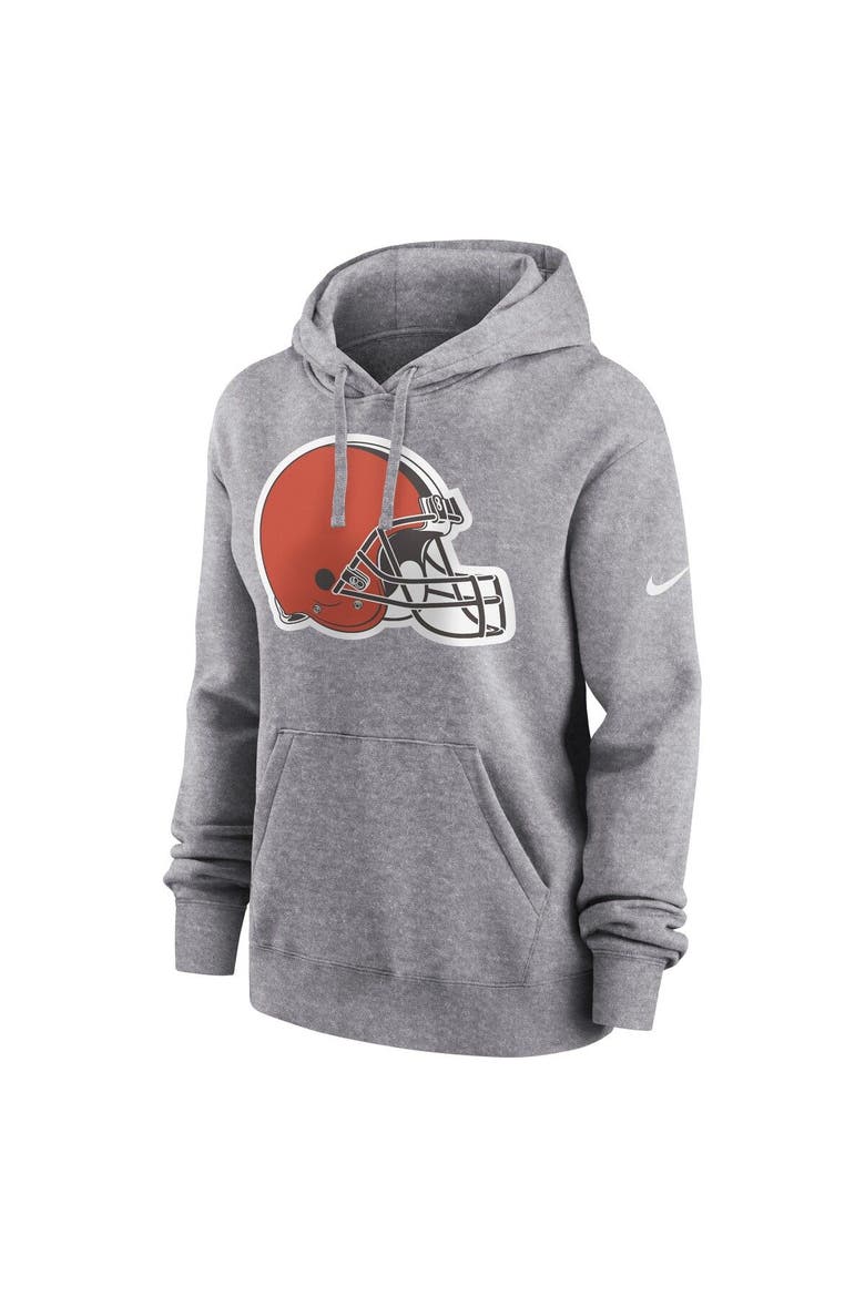 Women's Nike Heather Gray Cleveland Browns Team Logo Club Fleece Pullover Hoodie, Alternate, color, Heather Gray