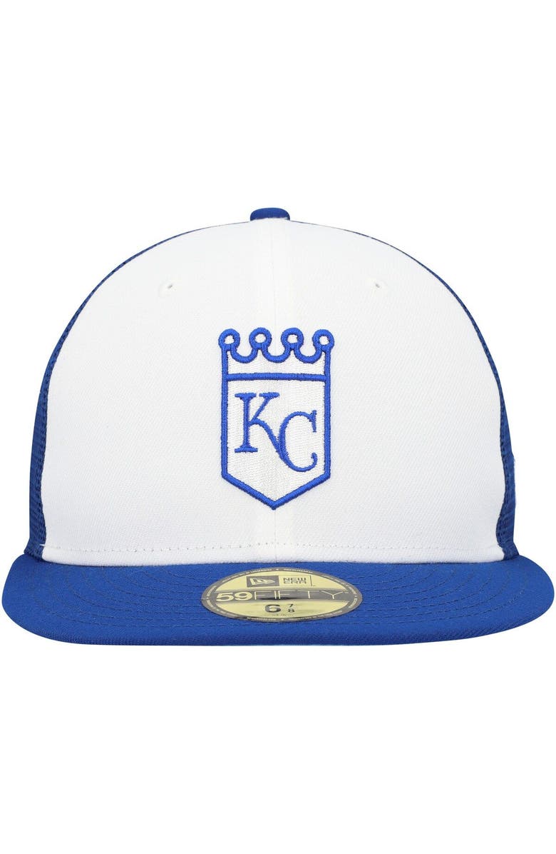 New Era Men's New Era White/Blue Kansas City Royals 2023 On-Field Batting Practice 59FIFTY Fitted Hat, Alternate, color, White